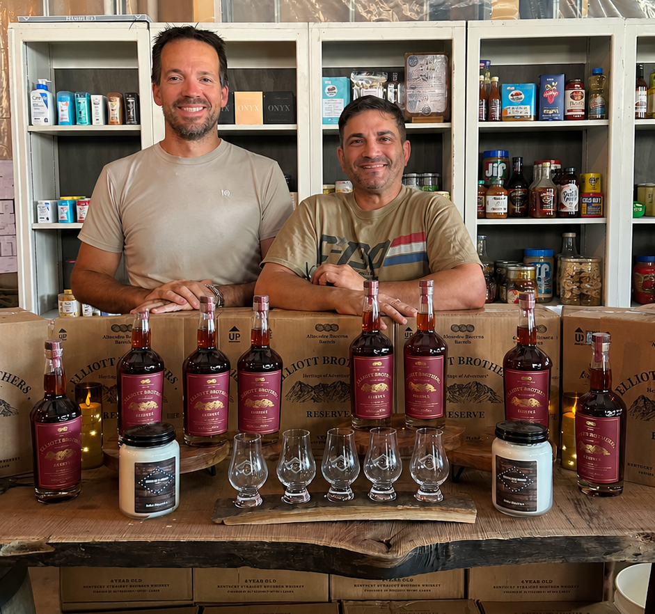 Jeremiah and Gary with Elliott Brothers Reserve 8 Year Bourbon at Mash & Vine Market in downtown Little Rock