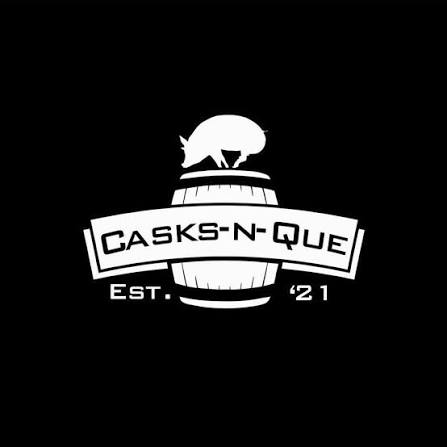 Casks-n-Que Arkansas barbecue and whiskey brand logo