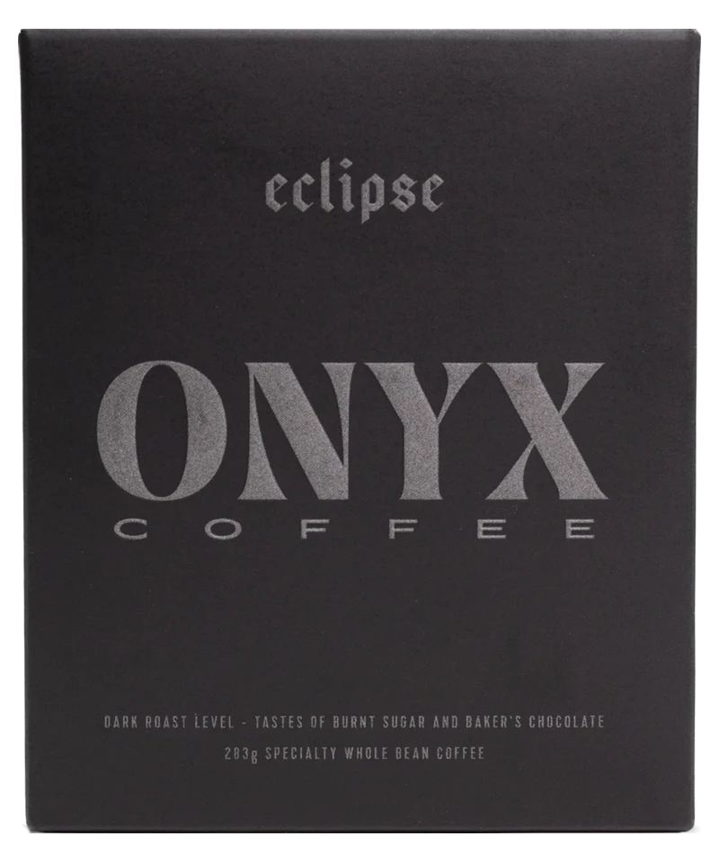 Onyx Coffee Lab Eclipse dark roast whole bean coffee box.