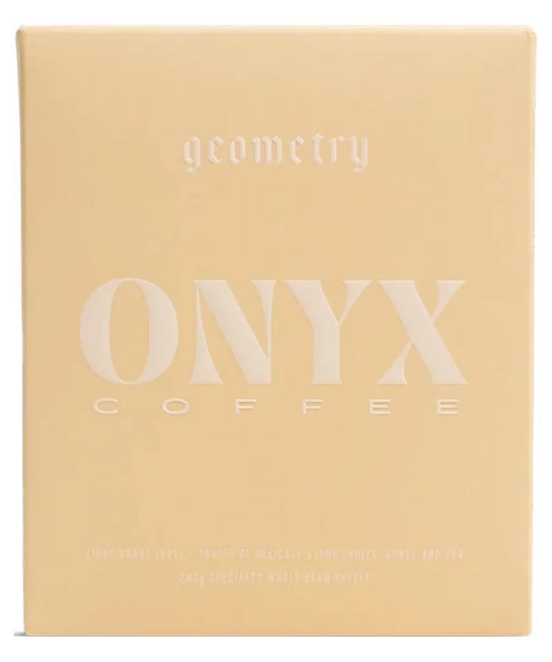 Onyx Coffee Lab Geometry light roast whole bean coffee box.