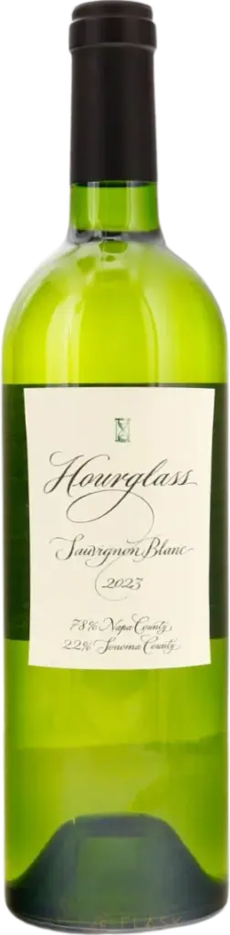 2023 Hourglass Sauvignon Blanc white wine bottle, blended from Napa County and Sonoma County, California.