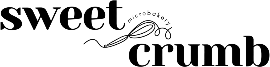 Original Sweet Crumb Microbakery script logo and whisk design